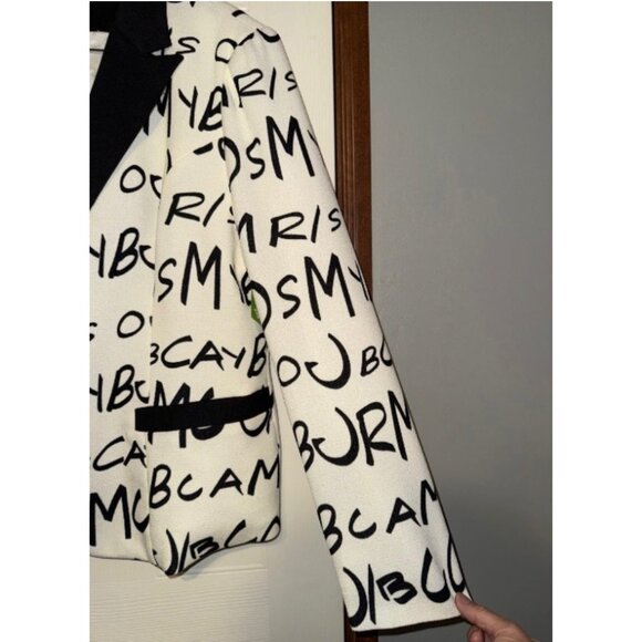 NWT A.Z.I Black & White Bold Letter Single Button Blazer Size XL - Picture 10 of 11